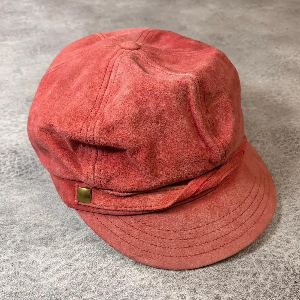 Salmon Suede Vintage Newsboy Cap